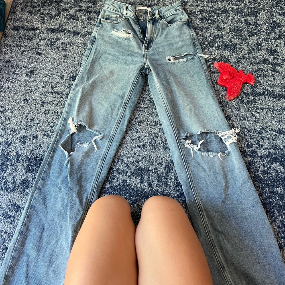 pacsun wide leg medium/light washed ripped jeans